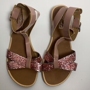Topshop Felix Pink Glitter Flat Sandals